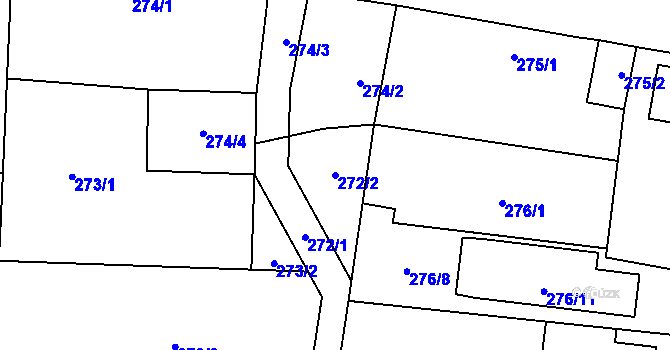Parcela st. 272/2 v KÚ Hodonice, Katastrální mapa