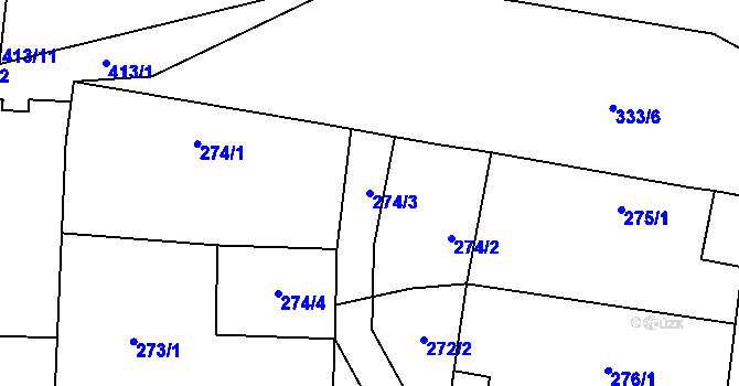 Parcela st. 274/3 v KÚ Hodonice, Katastrální mapa