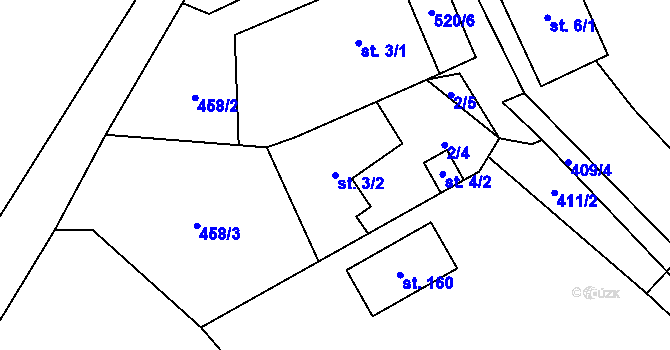 Parcela st. 3/2 v KÚ Hodonín u Kunštátu, Katastrální mapa