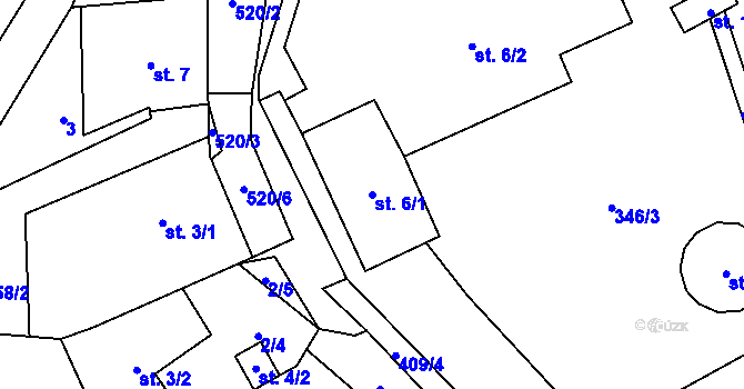 Parcela st. 6/1 v KÚ Hodonín u Kunštátu, Katastrální mapa