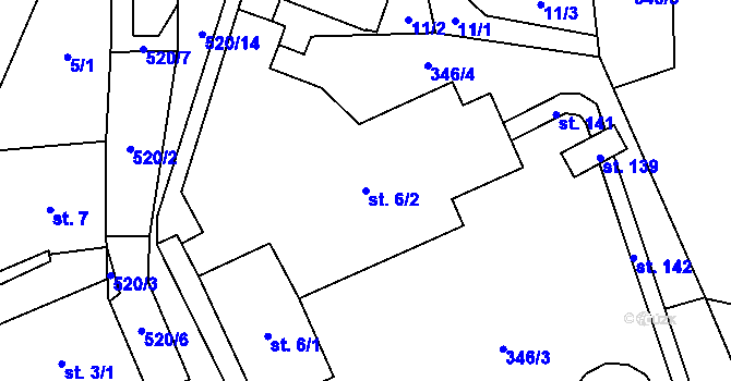 Parcela st. 6/2 v KÚ Hodonín u Kunštátu, Katastrální mapa