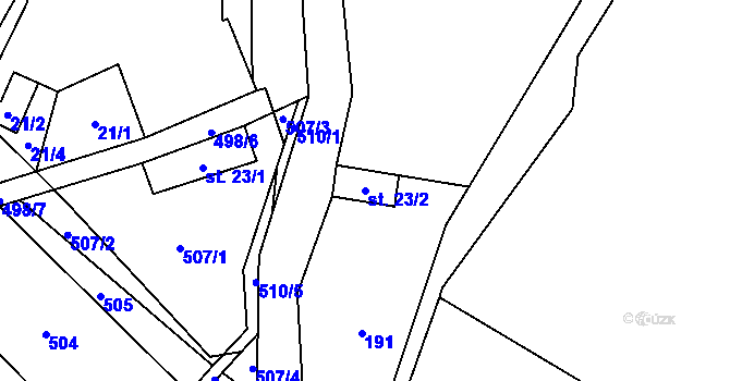 Parcela st. 23/2 v KÚ Hodonín u Kunštátu, Katastrální mapa