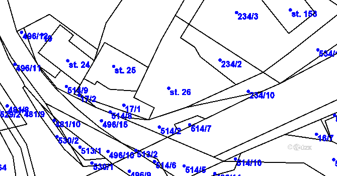 Parcela st. 26 v KÚ Hodonín u Kunštátu, Katastrální mapa