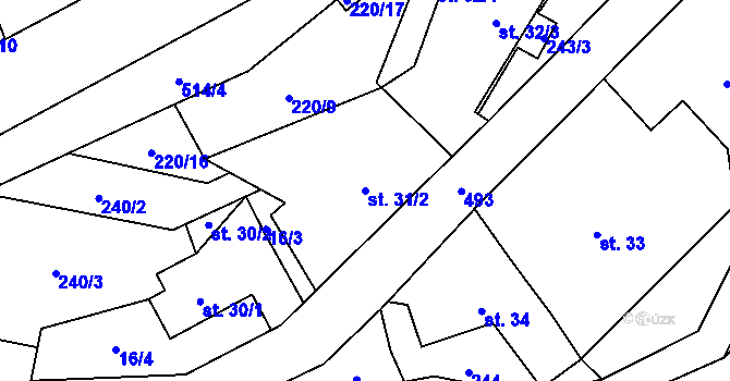 Parcela st. 31/2 v KÚ Hodonín u Kunštátu, Katastrální mapa