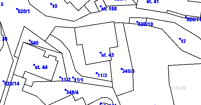 Parcela st. 43 v KÚ Hodonín u Kunštátu, Katastrální mapa