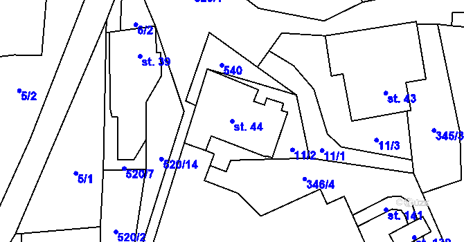 Parcela st. 44 v KÚ Hodonín u Kunštátu, Katastrální mapa