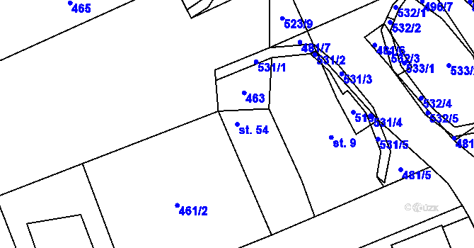Parcela st. 54 v KÚ Hodonín u Kunštátu, Katastrální mapa