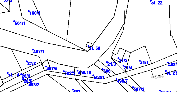 Parcela st. 68 v KÚ Hodonín u Kunštátu, Katastrální mapa