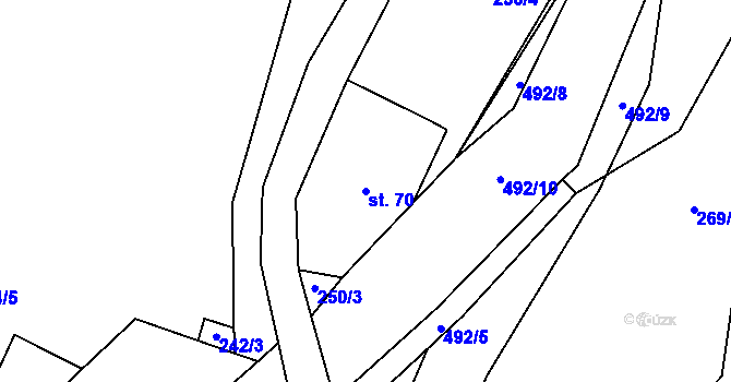 Parcela st. 70 v KÚ Hodonín u Kunštátu, Katastrální mapa