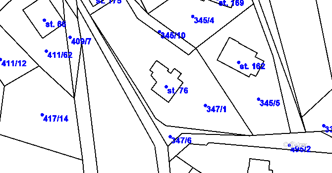 Parcela st. 76 v KÚ Hodonín u Kunštátu, Katastrální mapa
