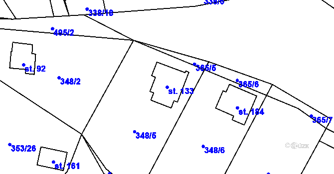 Parcela st. 133 v KÚ Hodonín u Kunštátu, Katastrální mapa