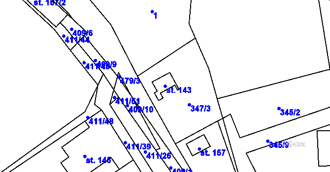 Parcela st. 143 v KÚ Hodonín u Kunštátu, Katastrální mapa
