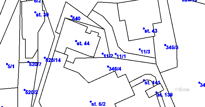 Parcela st. 11/2 v KÚ Hodonín u Kunštátu, Katastrální mapa