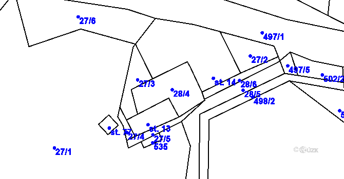 Parcela st. 28/4 v KÚ Hodonín u Kunštátu, Katastrální mapa
