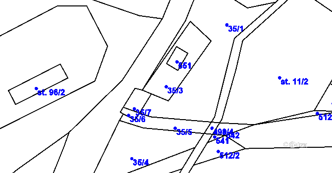 Parcela st. 35/3 v KÚ Hodonín u Kunštátu, Katastrální mapa