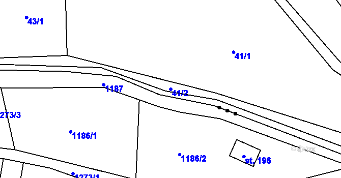 Parcela st. 41/2 v KÚ Hodonín u Kunštátu, Katastrální mapa