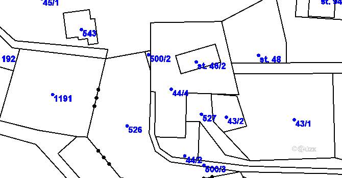 Parcela st. 44/4 v KÚ Hodonín u Kunštátu, Katastrální mapa