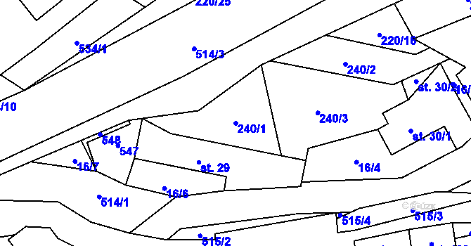 Parcela st. 240/1 v KÚ Hodonín u Kunštátu, Katastrální mapa