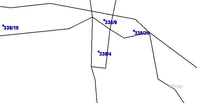 Parcela st. 338/4 v KÚ Hodonín u Kunštátu, Katastrální mapa