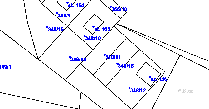 Parcela st. 348/11 v KÚ Hodonín u Kunštátu, Katastrální mapa