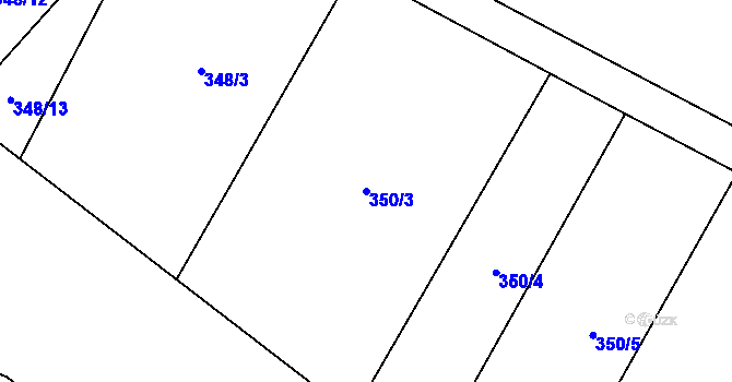 Parcela st. 350/3 v KÚ Hodonín u Kunštátu, Katastrální mapa