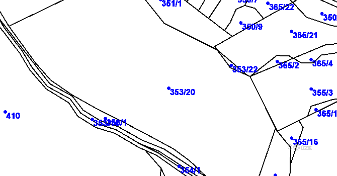 Parcela st. 353/20 v KÚ Hodonín u Kunštátu, Katastrální mapa