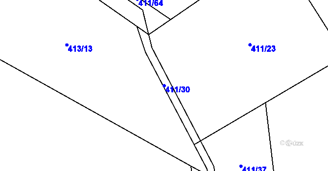 Parcela st. 411/30 v KÚ Hodonín u Kunštátu, Katastrální mapa