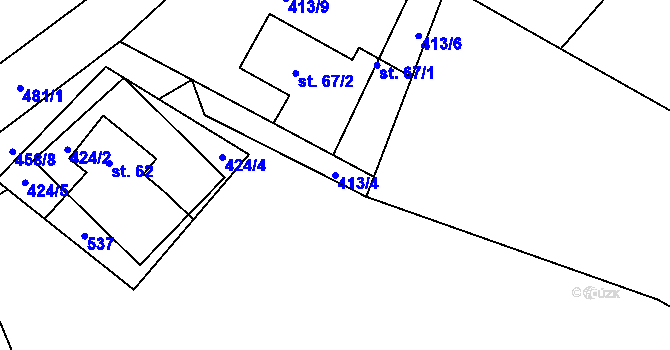 Parcela st. 413/4 v KÚ Hodonín u Kunštátu, Katastrální mapa