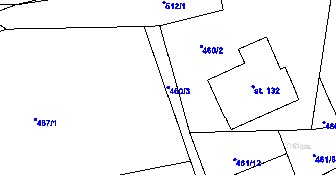 Parcela st. 460/3 v KÚ Hodonín u Kunštátu, Katastrální mapa