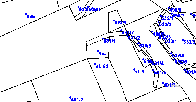 Parcela st. 463 v KÚ Hodonín u Kunštátu, Katastrální mapa