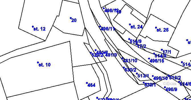 Parcela st. 481/8 v KÚ Hodonín u Kunštátu, Katastrální mapa
