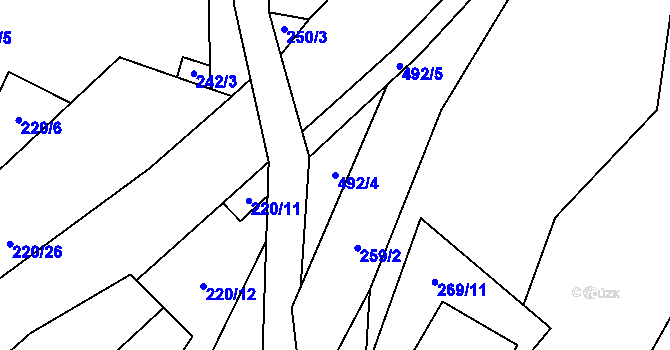 Parcela st. 492/4 v KÚ Hodonín u Kunštátu, Katastrální mapa