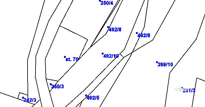 Parcela st. 492/10 v KÚ Hodonín u Kunštátu, Katastrální mapa