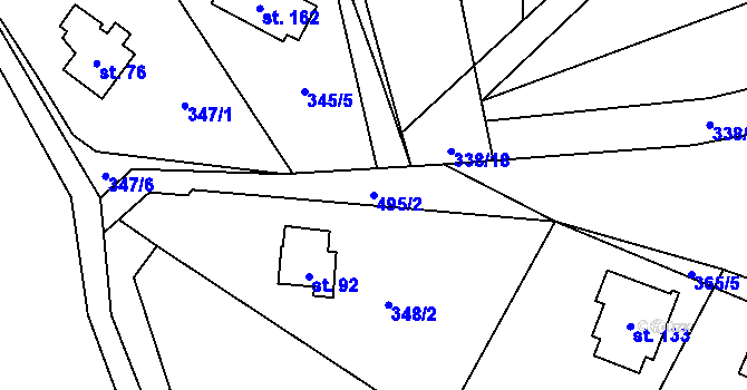 Parcela st. 495/2 v KÚ Hodonín u Kunštátu, Katastrální mapa