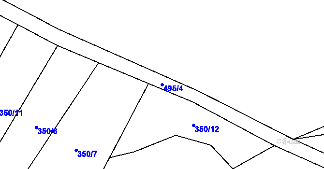 Parcela st. 495/4 v KÚ Hodonín u Kunštátu, Katastrální mapa