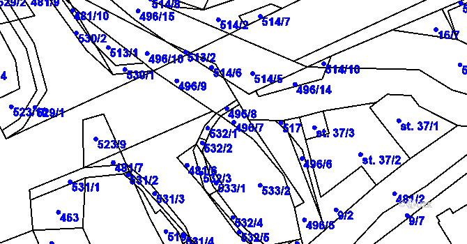 Parcela st. 496/7 v KÚ Hodonín u Kunštátu, Katastrální mapa