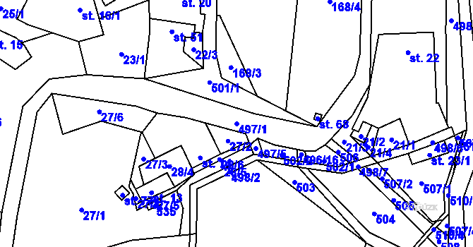 Parcela st. 497/1 v KÚ Hodonín u Kunštátu, Katastrální mapa