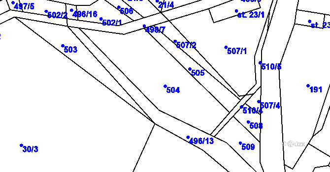 Parcela st. 504 v KÚ Hodonín u Kunštátu, Katastrální mapa