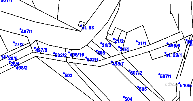 Parcela st. 506 v KÚ Hodonín u Kunštátu, Katastrální mapa
