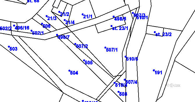 Parcela st. 507 v KÚ Hodonín u Kunštátu, Katastrální mapa