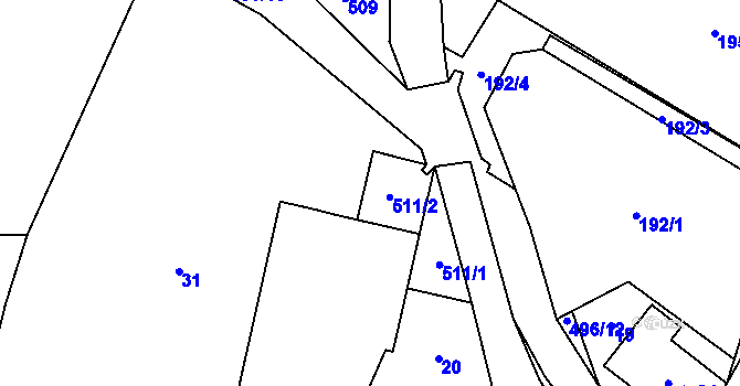 Parcela st. 511 v KÚ Hodonín u Kunštátu, Katastrální mapa
