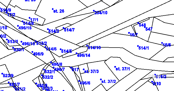 Parcela st. 514/10 v KÚ Hodonín u Kunštátu, Katastrální mapa