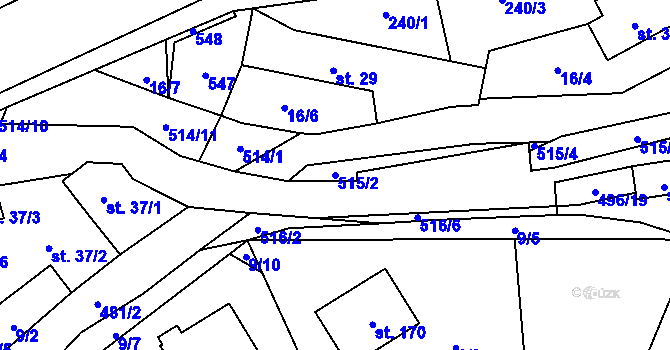 Parcela st. 515/2 v KÚ Hodonín u Kunštátu, Katastrální mapa