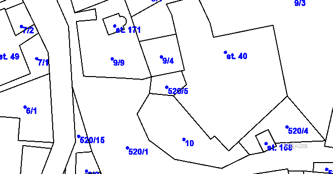 Parcela st. 520/5 v KÚ Hodonín u Kunštátu, Katastrální mapa