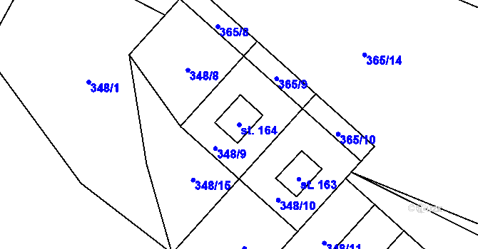 Parcela st. 164 v KÚ Hodonín u Kunštátu, Katastrální mapa