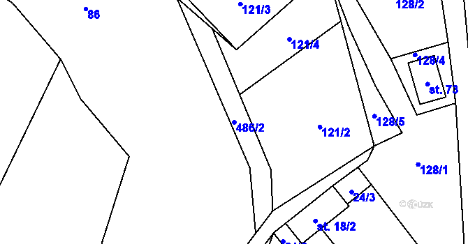 Parcela st. 486/2 v KÚ Hodonín u Kunštátu, Katastrální mapa