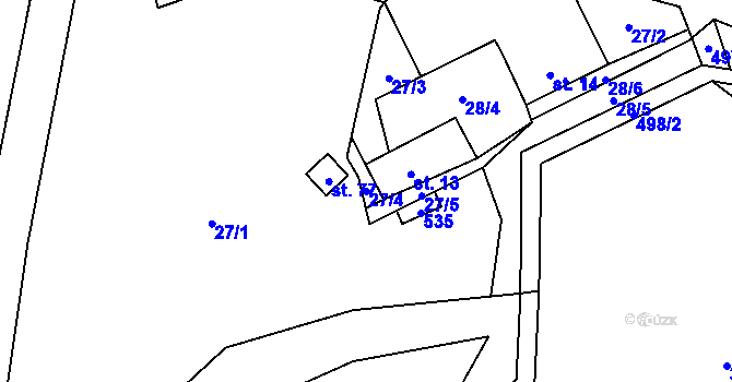 Parcela st. 27/4 v KÚ Hodonín u Kunštátu, Katastrální mapa