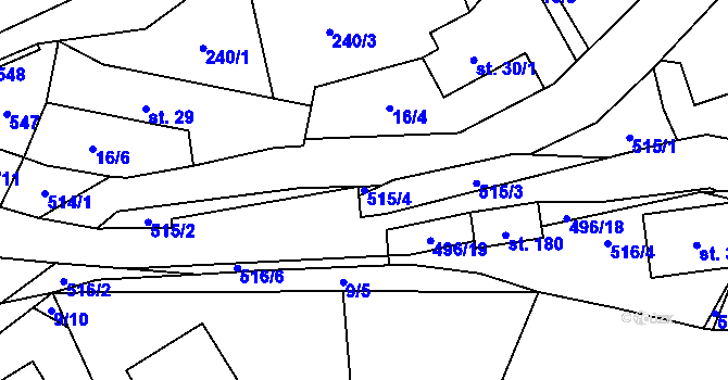 Parcela st. 515/4 v KÚ Hodonín u Kunštátu, Katastrální mapa