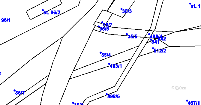 Parcela st. 35/4 v KÚ Hodonín u Kunštátu, Katastrální mapa