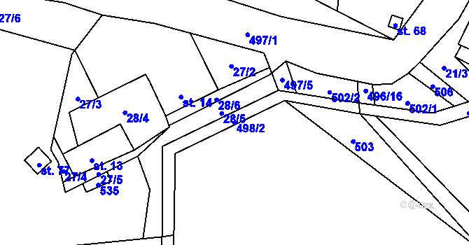 Parcela st. 498/2 v KÚ Hodonín u Kunštátu, Katastrální mapa
